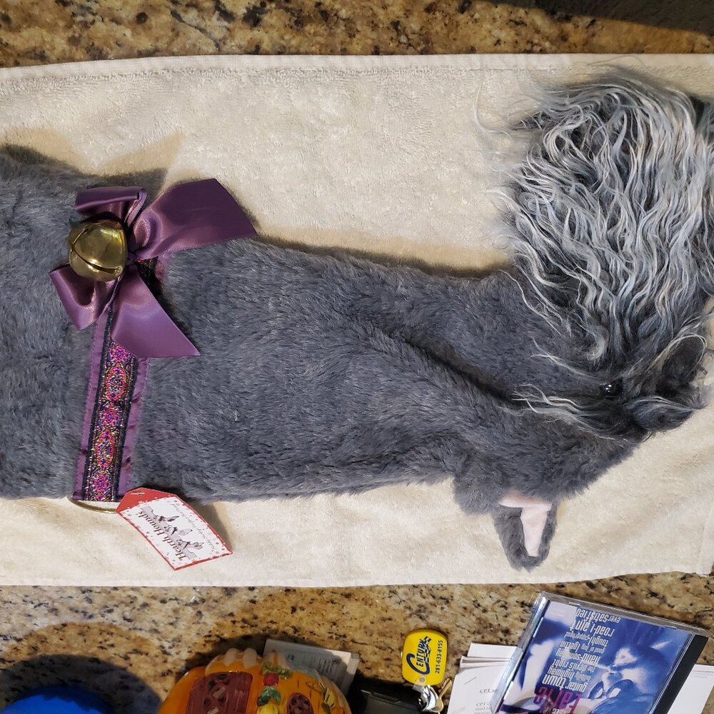 NWT Miniature Schnauzer Christmas Stocking with bell.